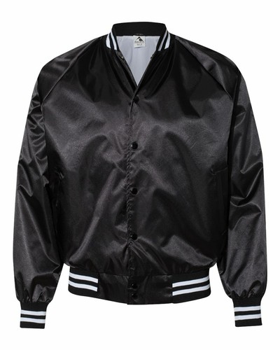 Augusta Sportswear Satin Baseball Jacket Striped Trim 3610 XS-3XL - 第 4/12 張圖片