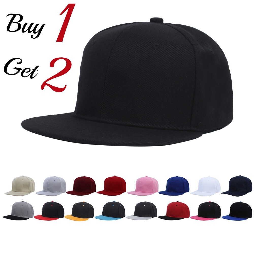 Snapback Hat Cotton Solid Flat Bill Casual Style Baseball Cap Trucker Visor New