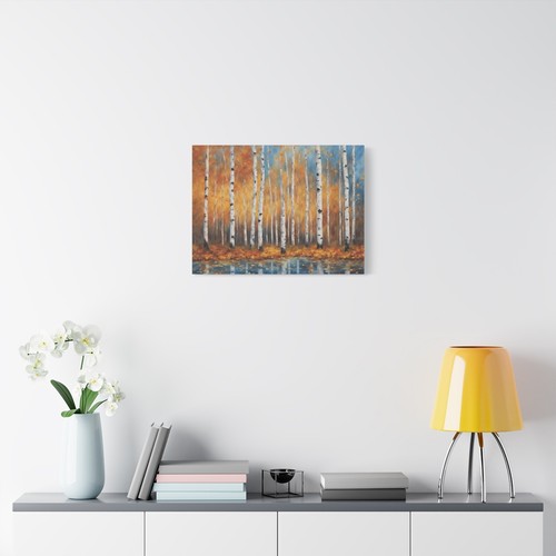 Colorful Birch Trees Print Matte Canvas Landscape Wall Art - Picture 8 of 25
