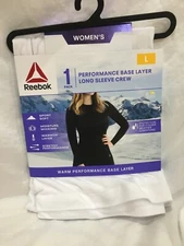 Reebok Womens Warm Performance Base Layer Long-Sleeve Crew Shirt White L,XL,2XL