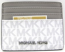NWT Authentic MICHAEL KORS JET SET Essential PVC/Leather Card Case Bright White