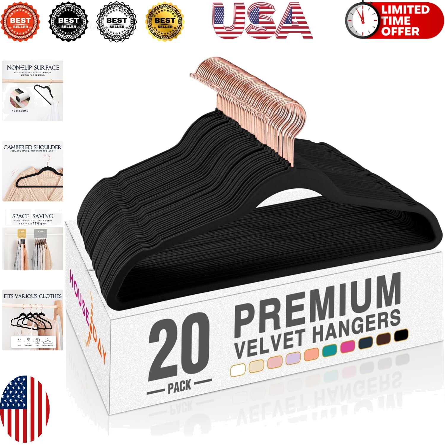20 Pack Heavy Duty Velvet Hangers with Anti-Slip Slim Design for Closet Organization-image