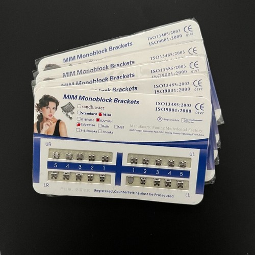 100 Set Ortodonzia Dentale MIM Staffe Monoblocco Mini Edgewise 022 senza ganci - Foto 3 di 7