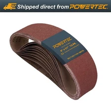 POWERTEC 110011 4 x 21 Inch Sanding AO Belts - 15PK, 5 Each of 80,120,150 GRIT