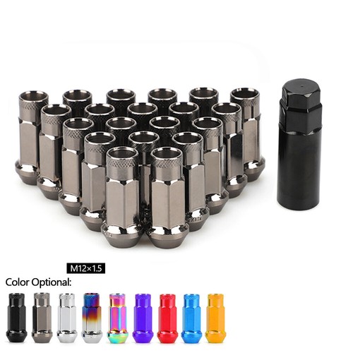 20PCS Car M12x1.5 Open End Lug Nut Set 48mm Steel Wheel Nuts Bolts with Socket - Picture 4 of 21