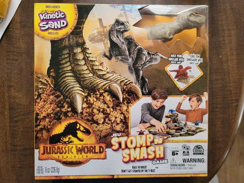 Jurassic World Dominion STOMP N’ SMASH Board Game Dinosaur w/Kinetic Sand - NEW