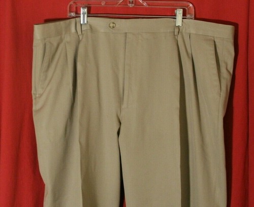 Joseph & Feiss Men's Pleated Pants Slacks Trouser Beige 44 x 25.5 Big & Short - Picture 2 of 8