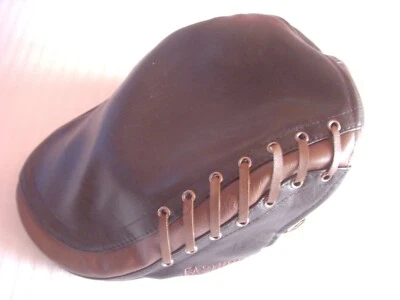 Casquette cuir Noir & Marron style Gavroche.Taille C.E 56 cm. - Photo 1/4