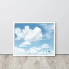 Blue Skies III Big Puffy Clouds - Digital Oil Print - Original Cloud Paintings