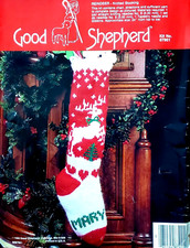 New 1986 Christmas Stocking Knitting Kit 24" Reindeer Tree Good Shepherd 87901