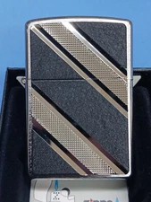 Zippo Diagonal Diamond Emblem Brushed Chrome 24872