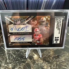 2023 Nico Iamaleava/Carson Beck 1/1 RC GEM MINT 10 Leaf Exotic  Prizm Dual Auto