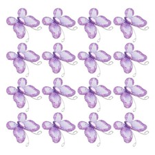 50PCS Sheer Mesh Wire Glitter Wedding decorative Butterflies Decors Purple 