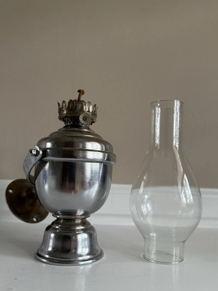 Lámpara de aceite antigua Perko plateada de metal para barco/náutica giratoria de montaje en pared Foto 3 de 4