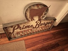 Vintage Light-Up Prime Burger  Advertising Sign