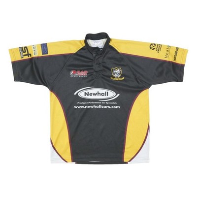 RAD SHEEP Herren Caldy R.F.C. Rugby T-Shirt Jersey Schwarz Gelb M Kurzarm