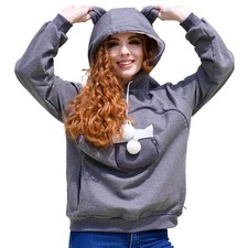 ALYC Unisex Pet Holder Hoodie, Cat Dog Carrier Pullover w/Pouch Cat Print