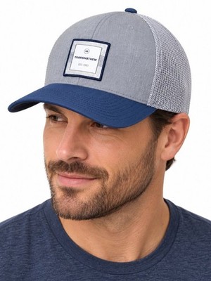 YUPOONG Travis Mathew Mountain Oasis Hat Grey Blue OSFA Mesh Truck Snapback Golf