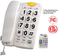 Big Button Corded Home Telephone Speakerphone 13 Memory White