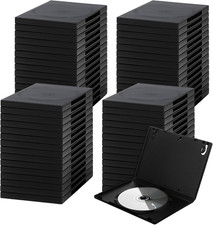 100 Pack Standard DVD Cases Bulk, 14MM Single Black Empty DVD Cases with Clear S