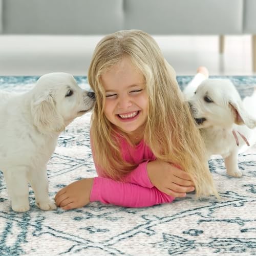 5x7 Area Rugs Washable Rugs for Living Room, Non Slip Soft Vintage Boho Rug, - Bild 5 von 7
