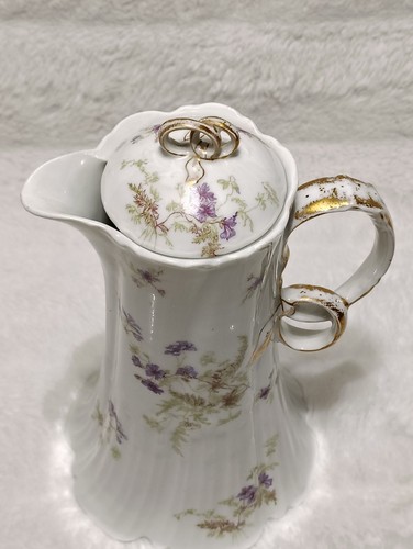 Antique Haviland Limoges France CHOCOLATE Set Porcelain Pot Tea Cups Plates - Picture 12 of 21