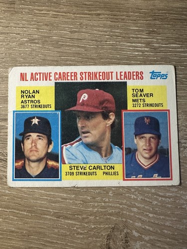 NL Active Career Strikeout Leaders: Steve Carlton / Nolan Ryan / Tom Seaver #707 1984 Topps Tiffany card