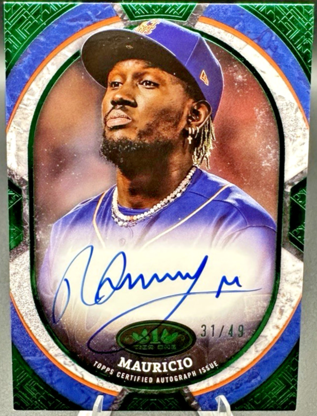 2025 Topps Tier One Ronny Mauricio #TOS-RMT Green Auto /49 - Mets