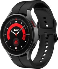 For Samsung Galaxy Watch 5 Pro 45mm 1 Pack Silicone Strap w/ Hook  Loop Clasp