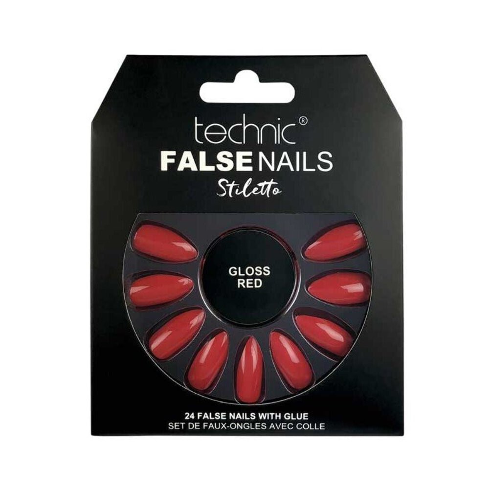 Technic False Nails Stiletto- Gloss Red