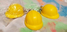 3 Mini Construction Hard Hat Helmet Keychain Stocking Stuffers ~ Soft Foam