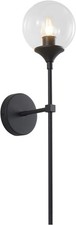 Black Wall Mounted Light Lamp Sconce Round Clear Glass Globe Minimalist Lighting