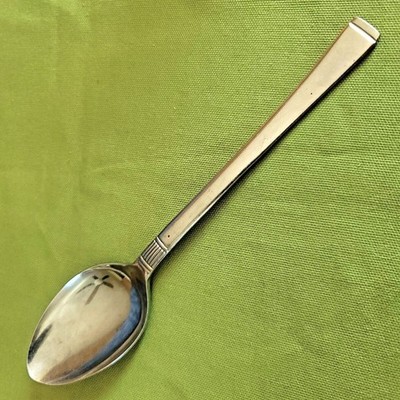 Soup Spoon Doric Stainless Unknown MFG.  Glossy Japan 7 1/2'' Flat Tip Handle