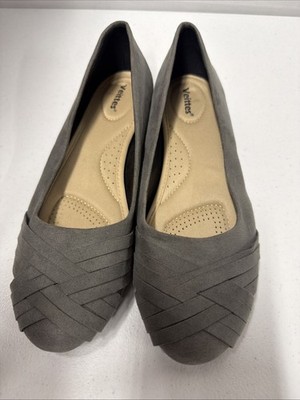 Veittes Women's Size 8 Round Toe Ballet Flats Gray New