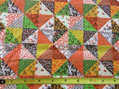 Vintage Fabric Faux Patchwork Cheater Cloth Multi Colored, 3 1/2 YDS, 44'' WIDE