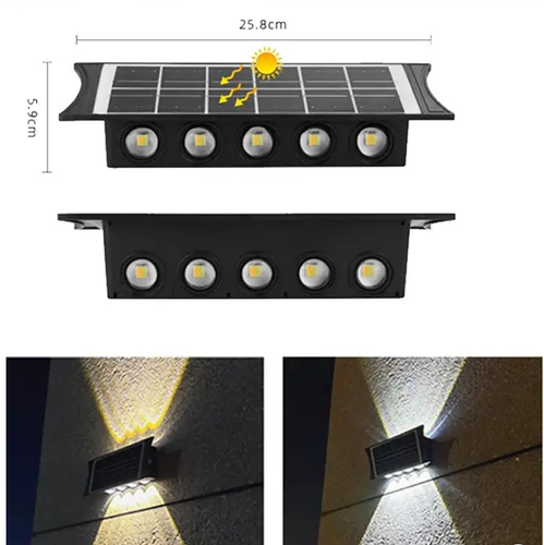 LAMPADA SOLARE DA PARETE CON 10 LED LUCE FREDDA PER ESTERNI GIARDINO E MURO - Foto 2 di 5