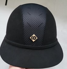 Charles Owen SP8 Plus Wide Brim Black Microsuede Helmet 7 inch 57cm