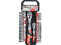 "Yato 1/4\" 1/2\" SteckschlüSselsatz Mit 2 Ratschen Und VerläNgerungen 51Tlg YT-..."