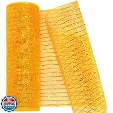 MIKIMIQI Deco Mesh 10 Inch x 30 Feet Decor Mesh Ribbon with Metal
