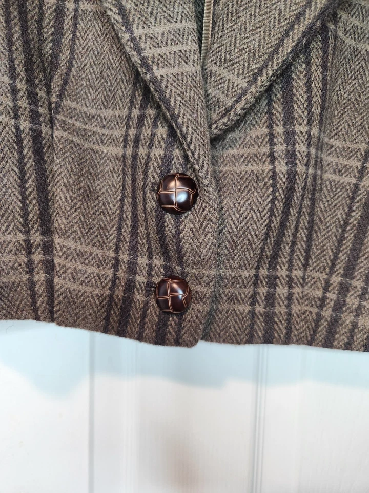 ASTR этикетка клетку укороченный блейзер коричневый чек шерсти вид куртка - Изображение 4 из 4