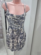 PrettyLittleThing Nude Porcelain Print Corset Mini Dress Size 12 BNWT