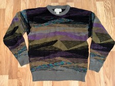 Vintage Expressions Worldwide Acrylic Grandpa Sweater Size LG Geometric Pattern