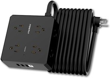 Surge Protector Power Strip - 20 Ft Flat Plug Extension Cord with 8 Widely Outle