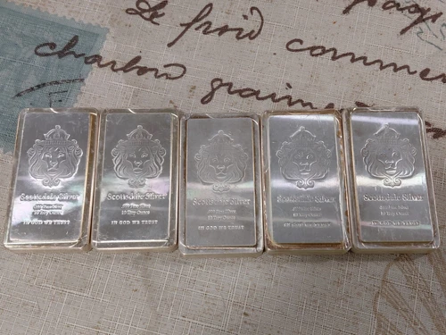 FIVE 10 troy ounce.999 fine silver bars, 50 ounces total!!!