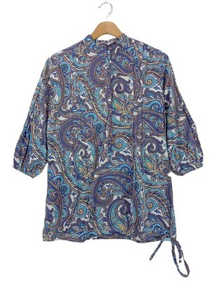 ROSSANA DIVA Hemd-Bluse Damen Bluse Gr. DE 36 blau-hellorange-weiß Casual-Look