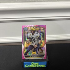 2022 BOWMAN CHROME U JJ MCCARTHY PINK REFRACTOR #48 MICHIGAN WOLVERINES/Vikings