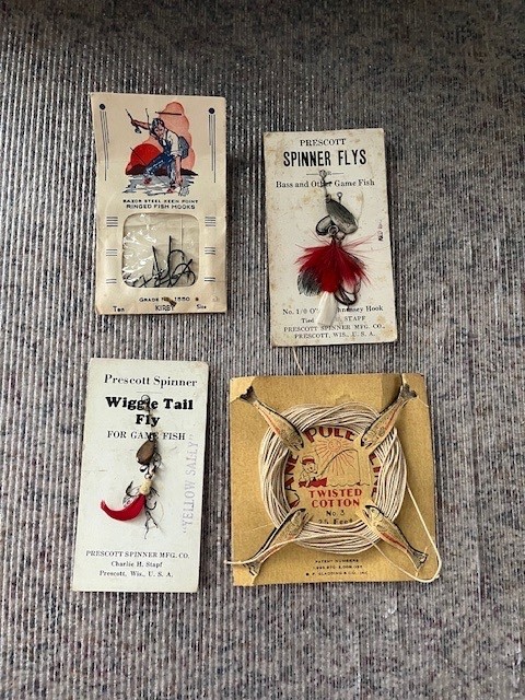 Early Rare Prescott Spinner Fly Lures New on Cards by C.H. Stapf Wisconsin