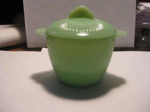 Fire King Jadeite Jane Ray Sugar Bowl With Lid Unmarked