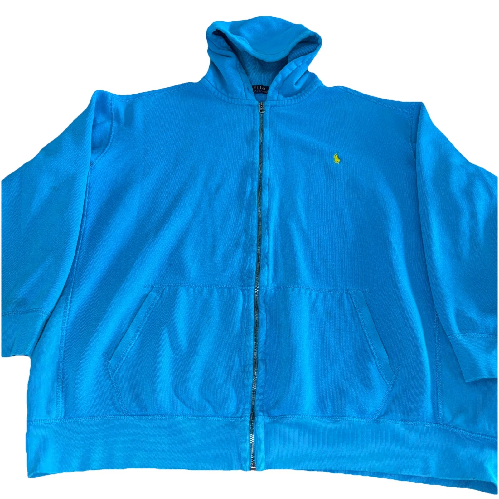Polo Ralph Lauren Hoodie Zip Up Thermal Hoodie Sweatshirt Men's 4XL Tall Blue