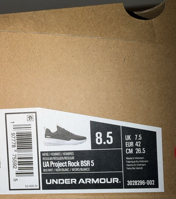 Under Armour Project Rock BSR 5 Black White Stone Men's Sneakers 3028296-002